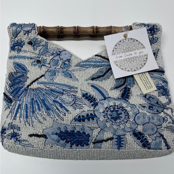 Blue Floral Beaded Bag NWT TikTok Instagram Viral - Picture 2 of 11